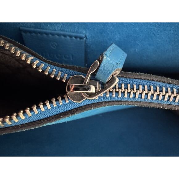 Gucci Dinoysus GG Small Supreme Taupe/Teal Suede Authentic - Picture 13 of 15